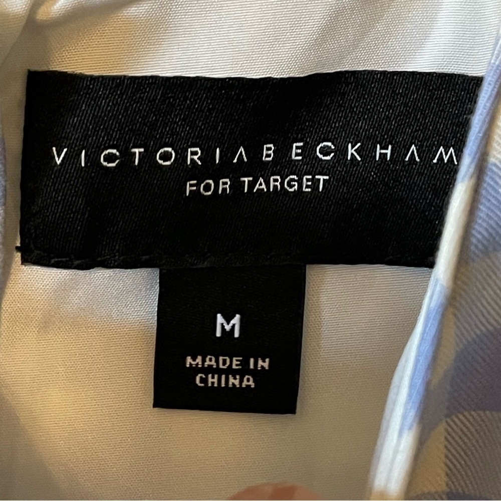 VICTORIA Beckham for Target Blue & White Gingham Dress Drop Waist Lined Size Med - Picture 6 of 11